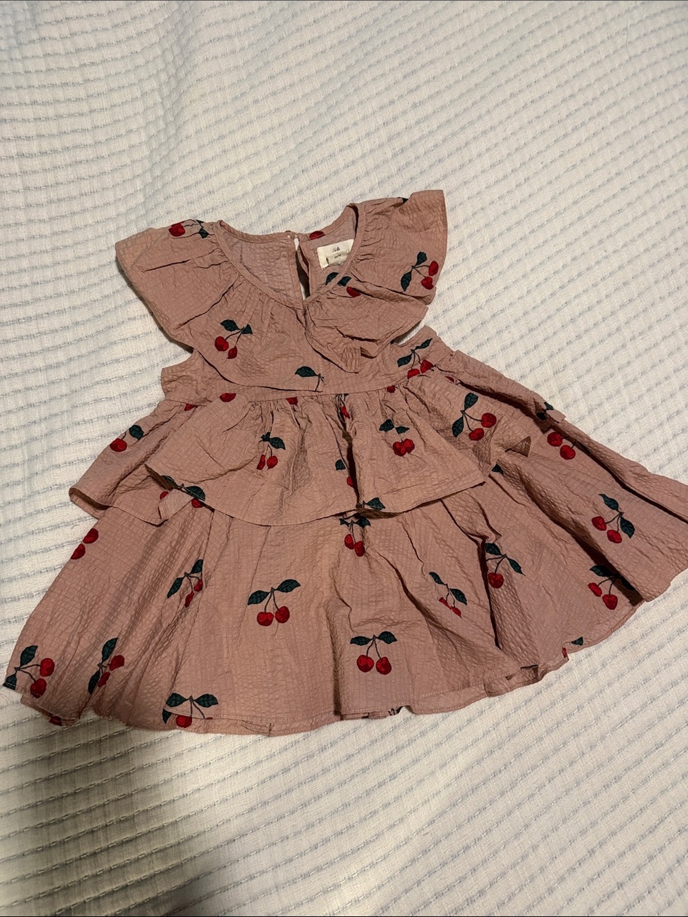 Girls Pink Cherry Tiered Ruffle Dress Konges Slojd size 2 /92cm